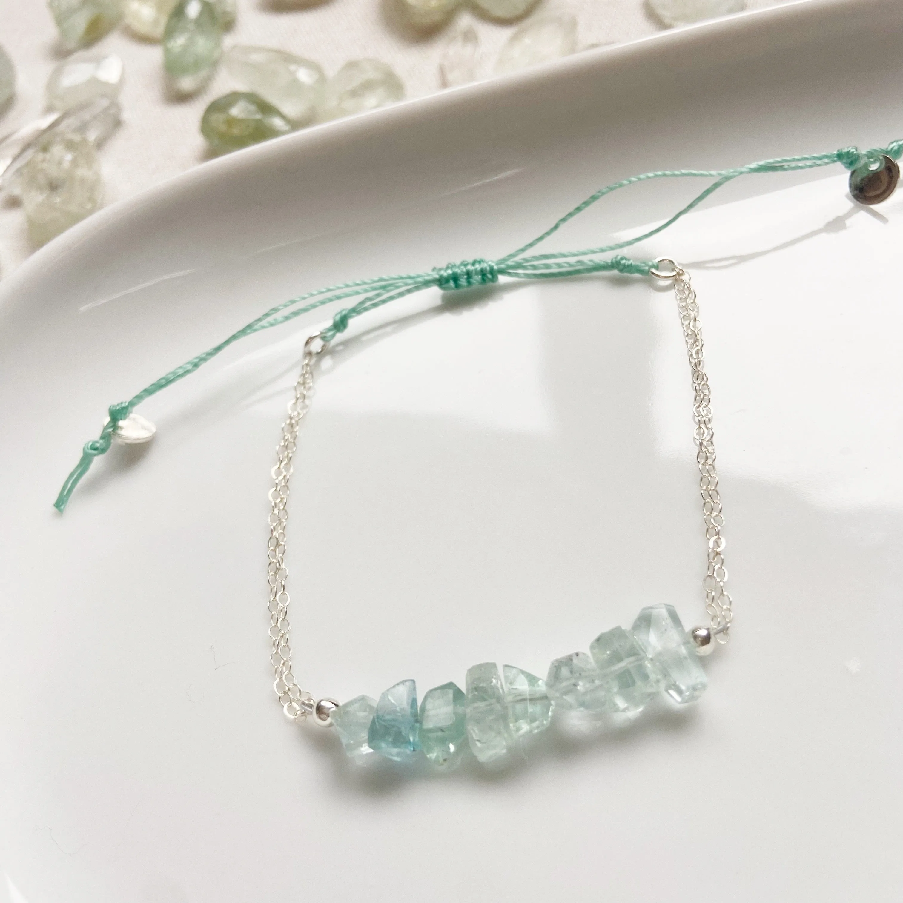 Delicate Aquamarine Sliding Clasp Bracelet