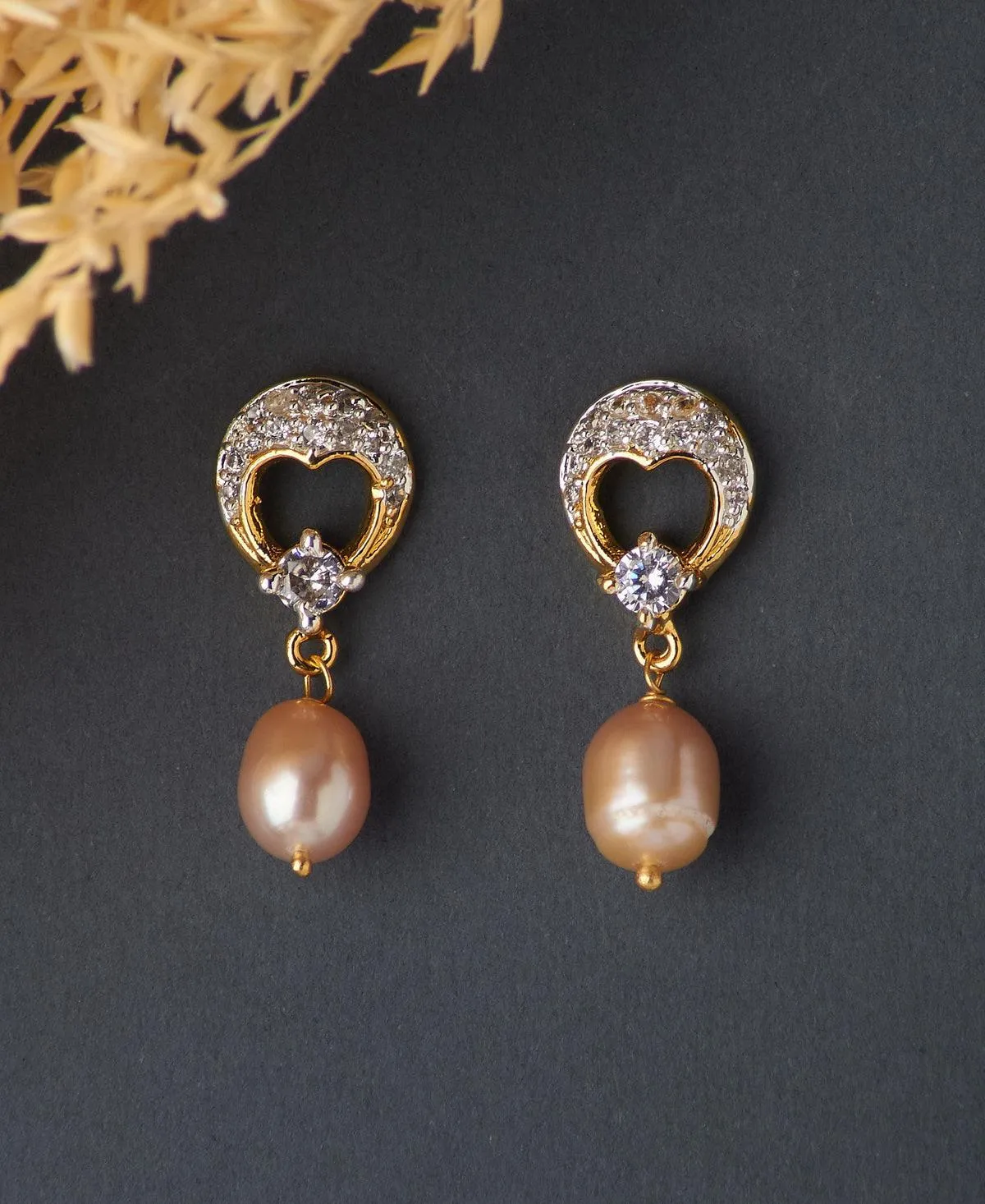 Delicate Stone Studded Pearl Hanging Earring