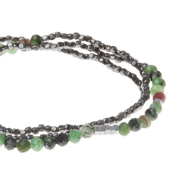 Delicate Stone Wrap Bracelet/Necklace - Ruby Zoisite