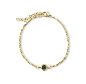 DELILAH GOLD DAINTY EMERALD BIRTHSTONE BRACELET - MAY