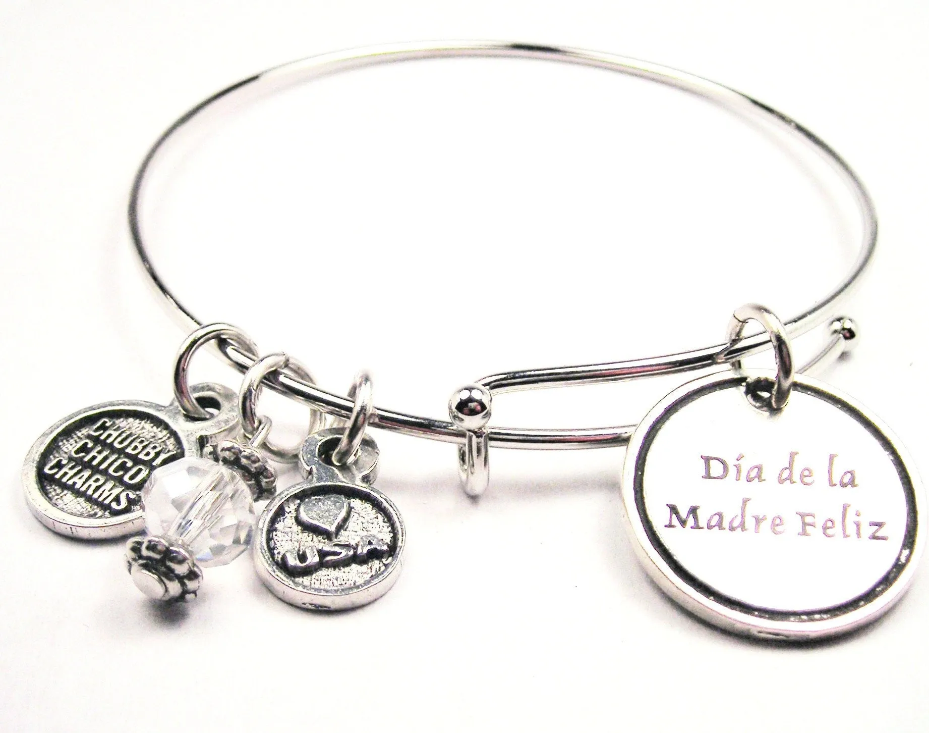 Dia De La Madre Feliz Happy Mother's Day Expandable Bangle Bracelet