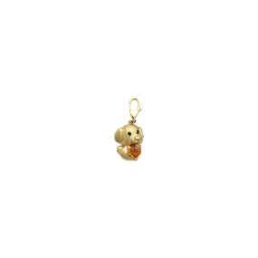 Diamond Chinese Zodiac Dog with Citrine Heart Pendant (18K)