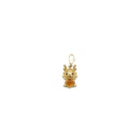 Diamond Chinese Zodiac Dragon with Citrine Heart Pendant (18K)