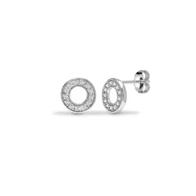 DIAMOND CIRCLE STUD EARRINGS IN 9K WHITE GOLD