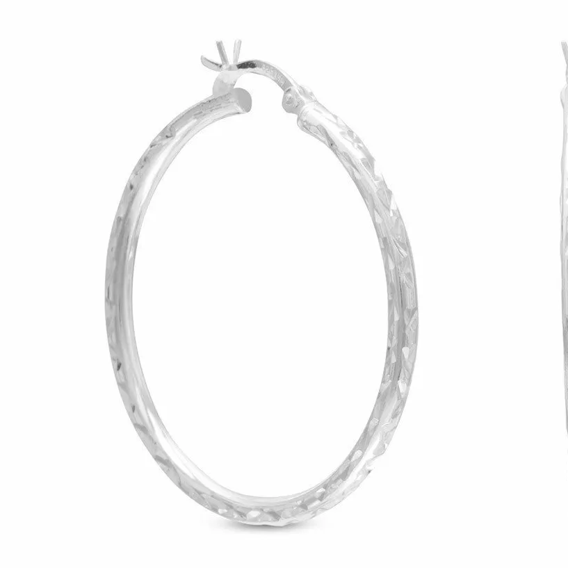 Diamond Cut Hoop Earrings