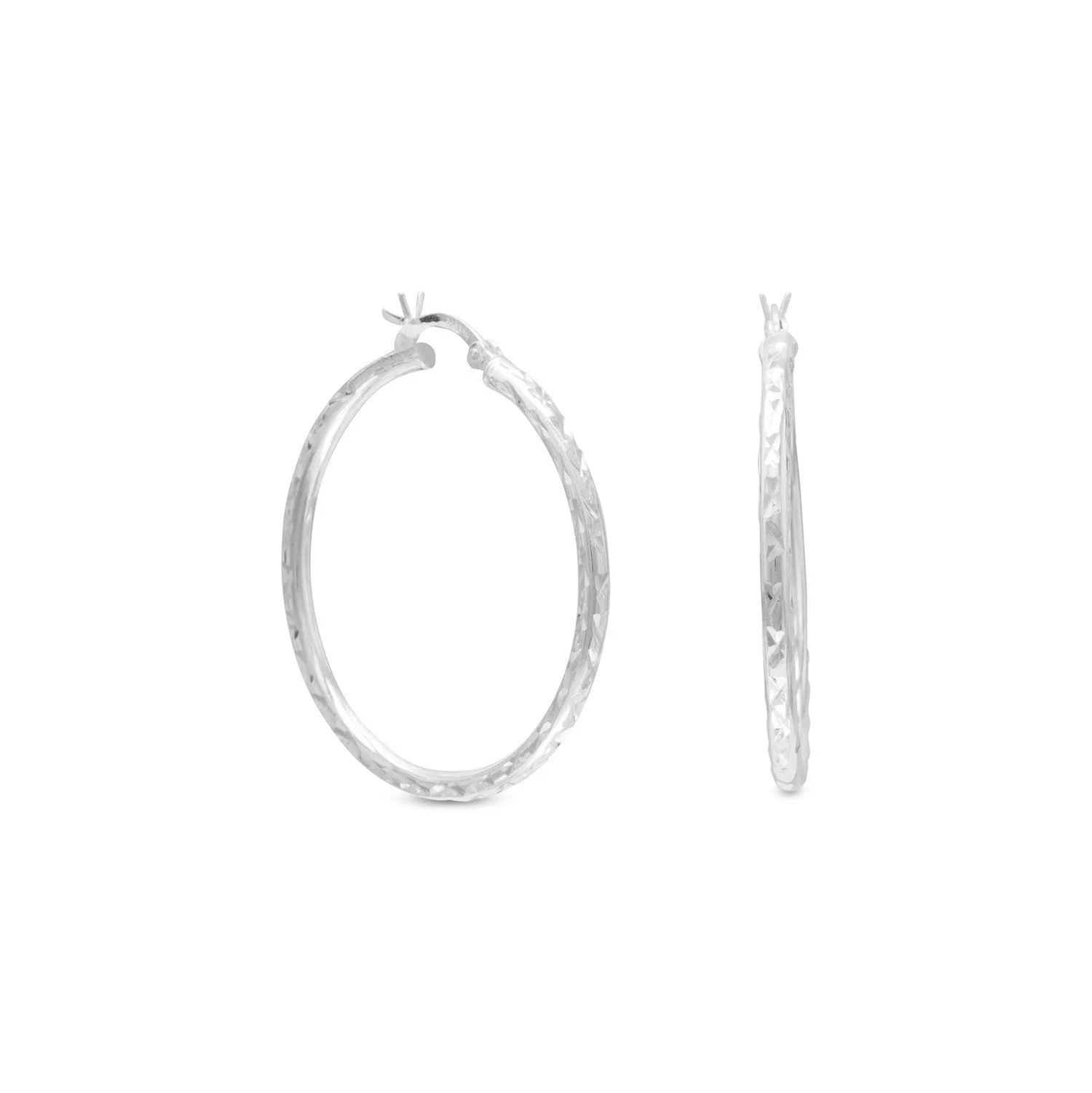 Diamond Cut Hoop Earrings