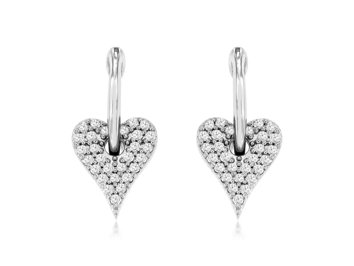 Diamond Heart Drop Earrings