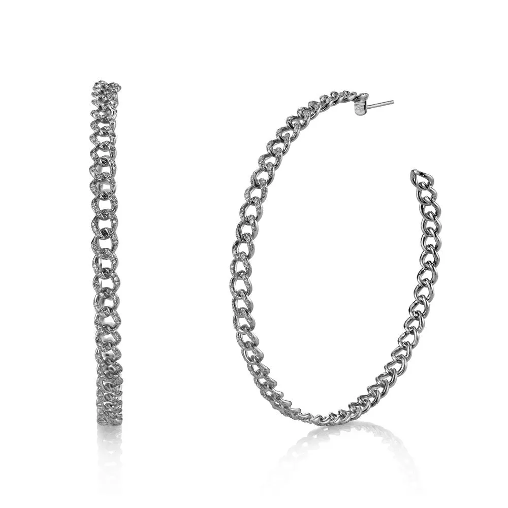 DIAMOND LARGE PAVE LINK HOOPS