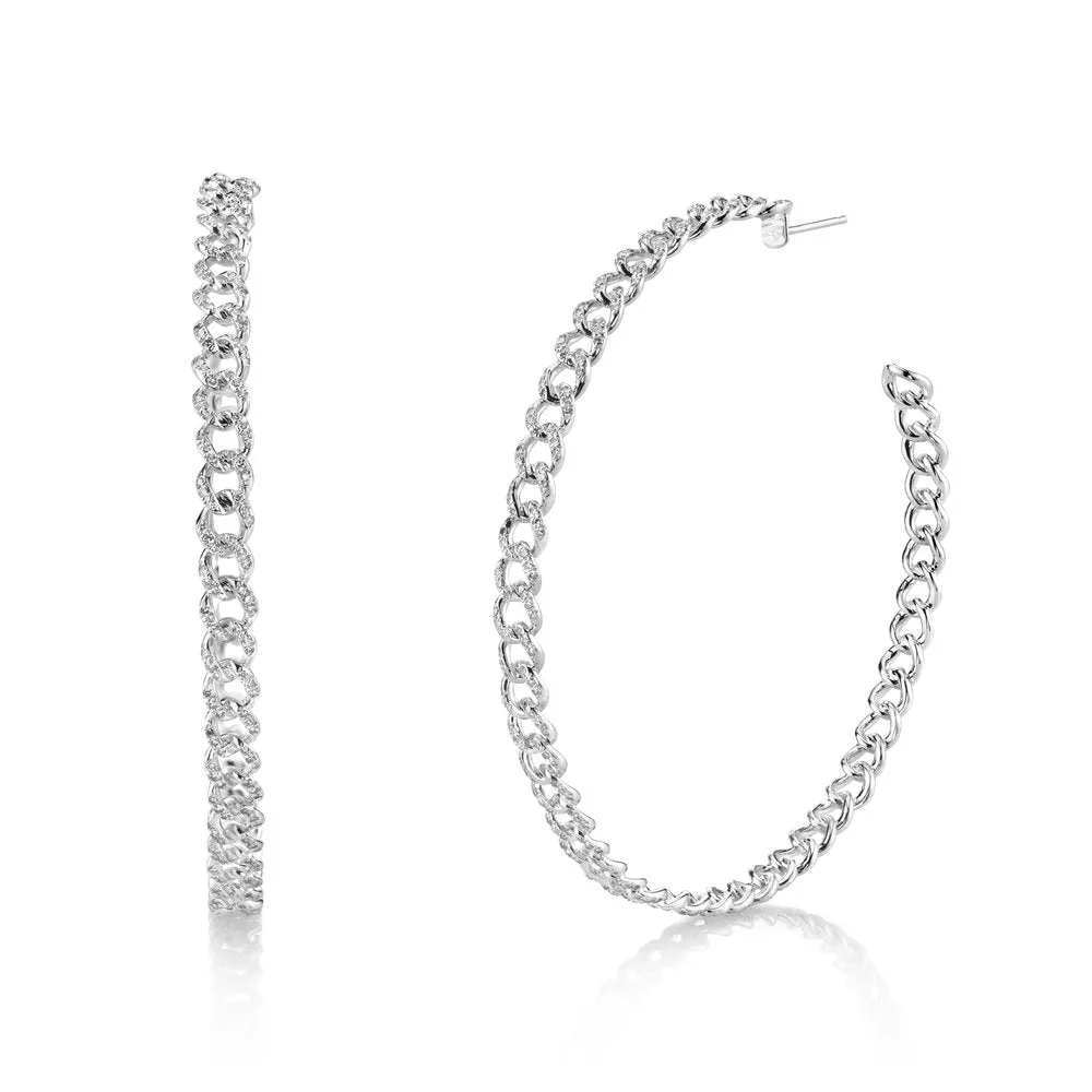 DIAMOND LARGE PAVE LINK HOOPS