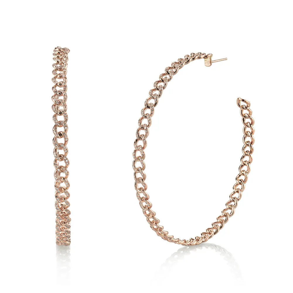 DIAMOND LARGE PAVE LINK HOOPS