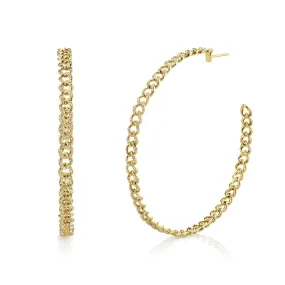 DIAMOND LARGE PAVE LINK HOOPS