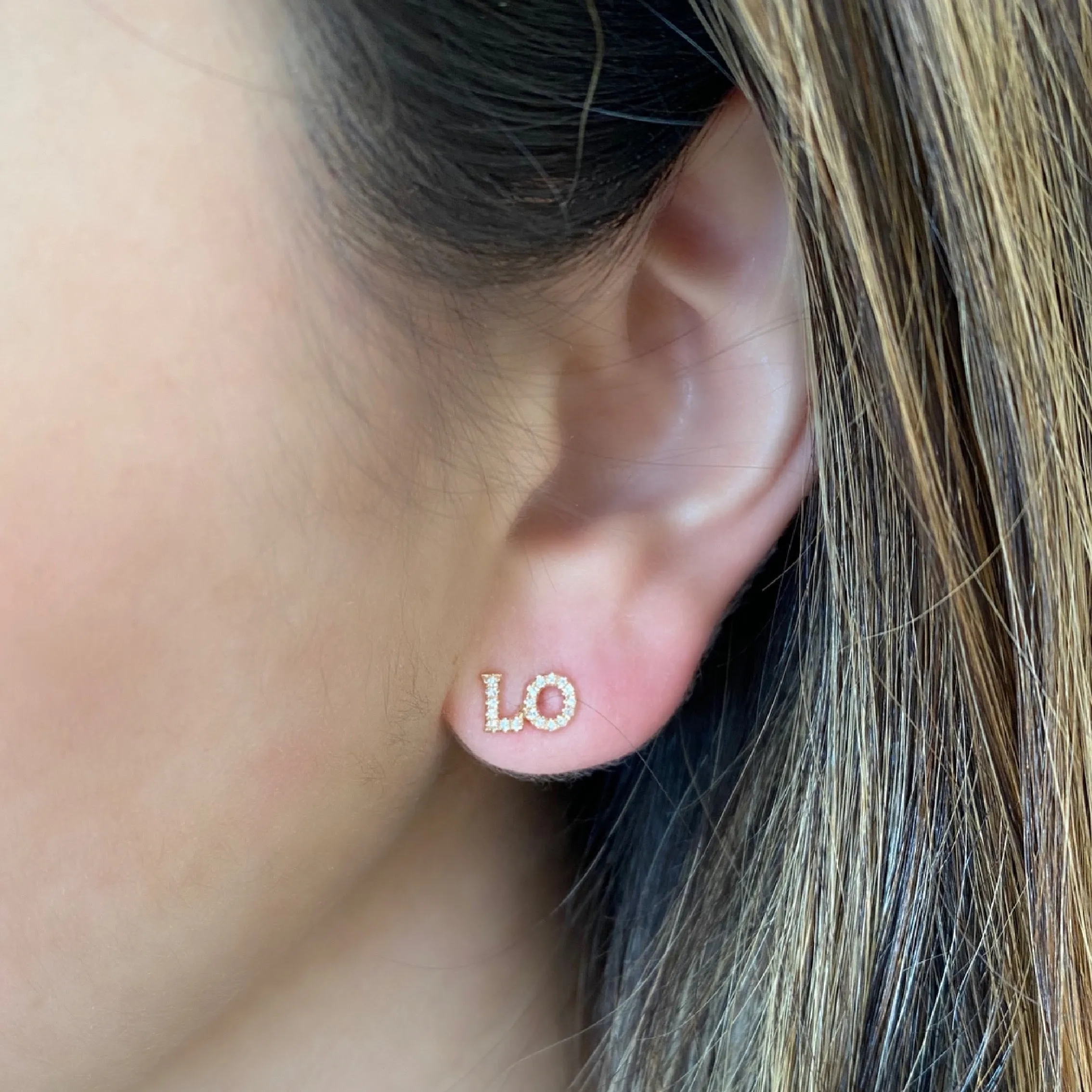 Diamond “LOVE” Stud Earrings