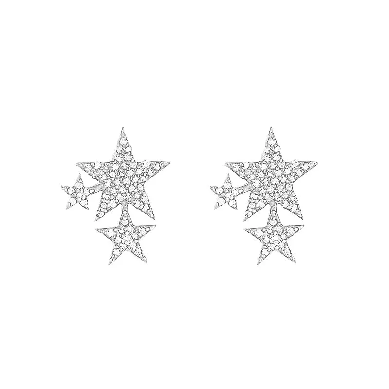 Diamond Pavé Triple Star Studs