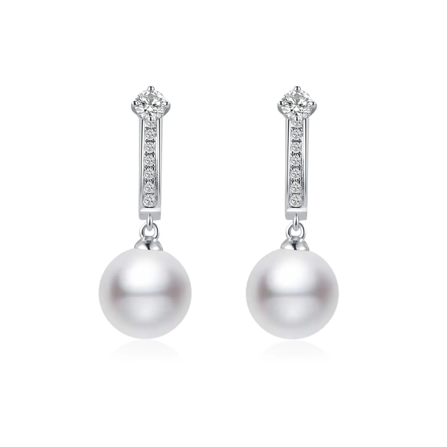 Diamond "Fortunate" Seawater Pearl Earrings