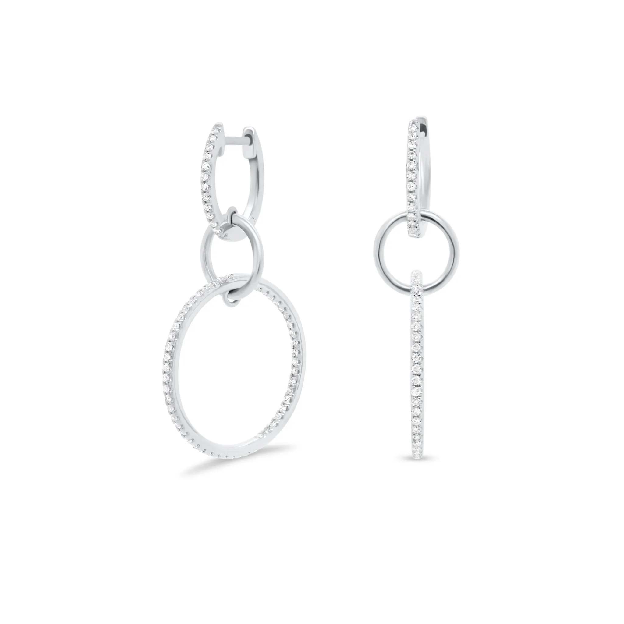 Diamond Small Triple Hoop Dangle Earrings