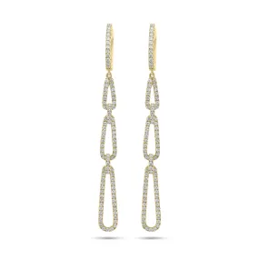 Diamond Triple Teardrop Dangle Earrings