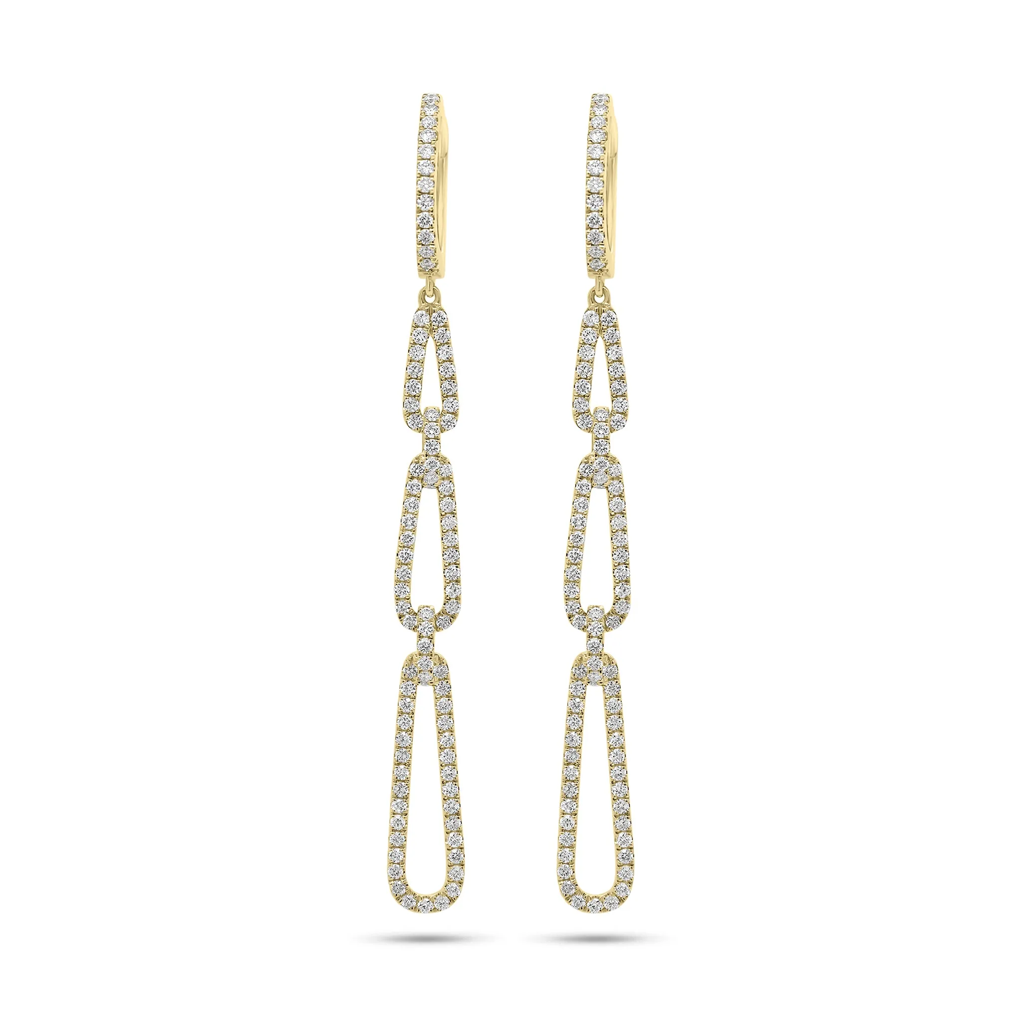 Diamond Triple Teardrop Dangle Earrings