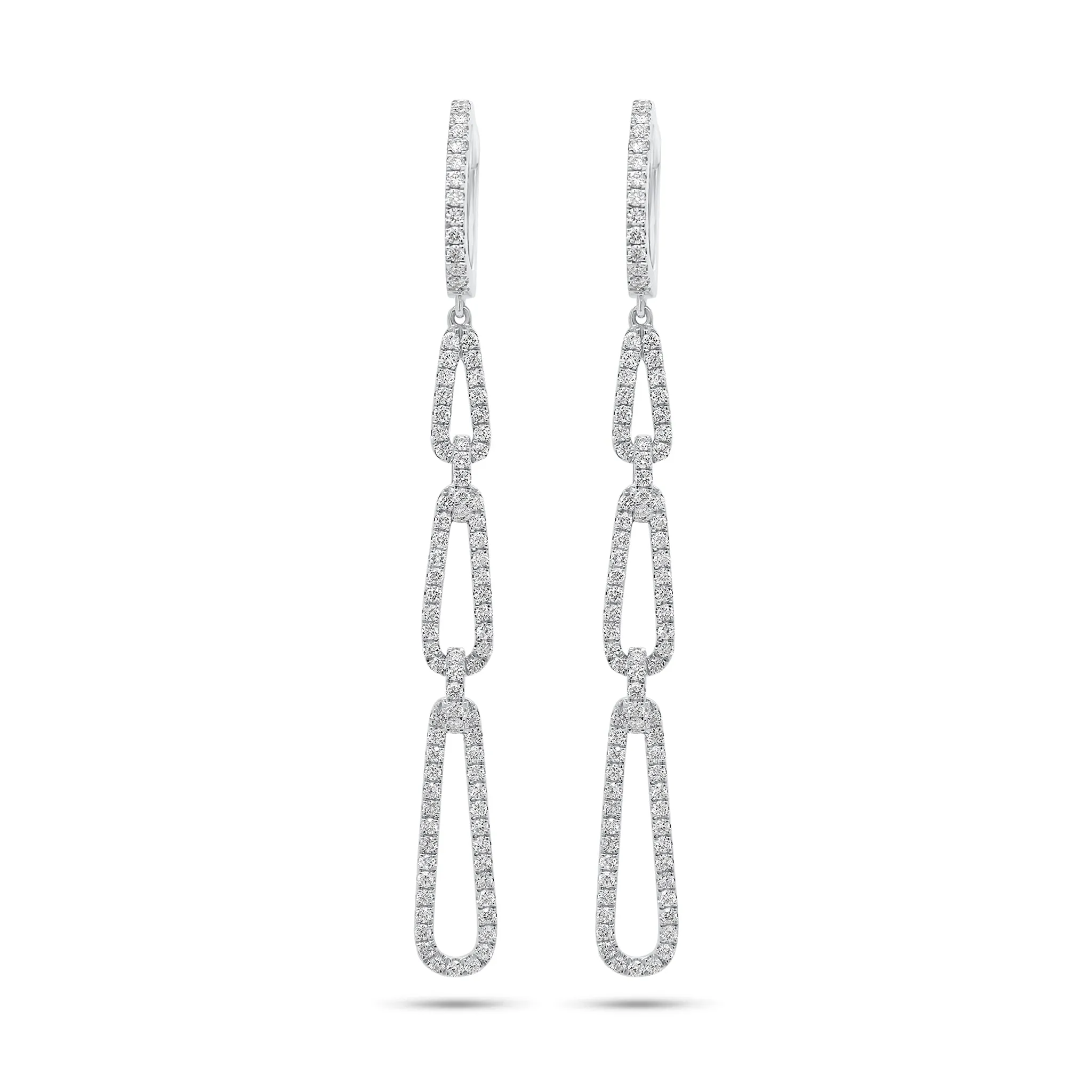 Diamond Triple Teardrop Dangle Earrings