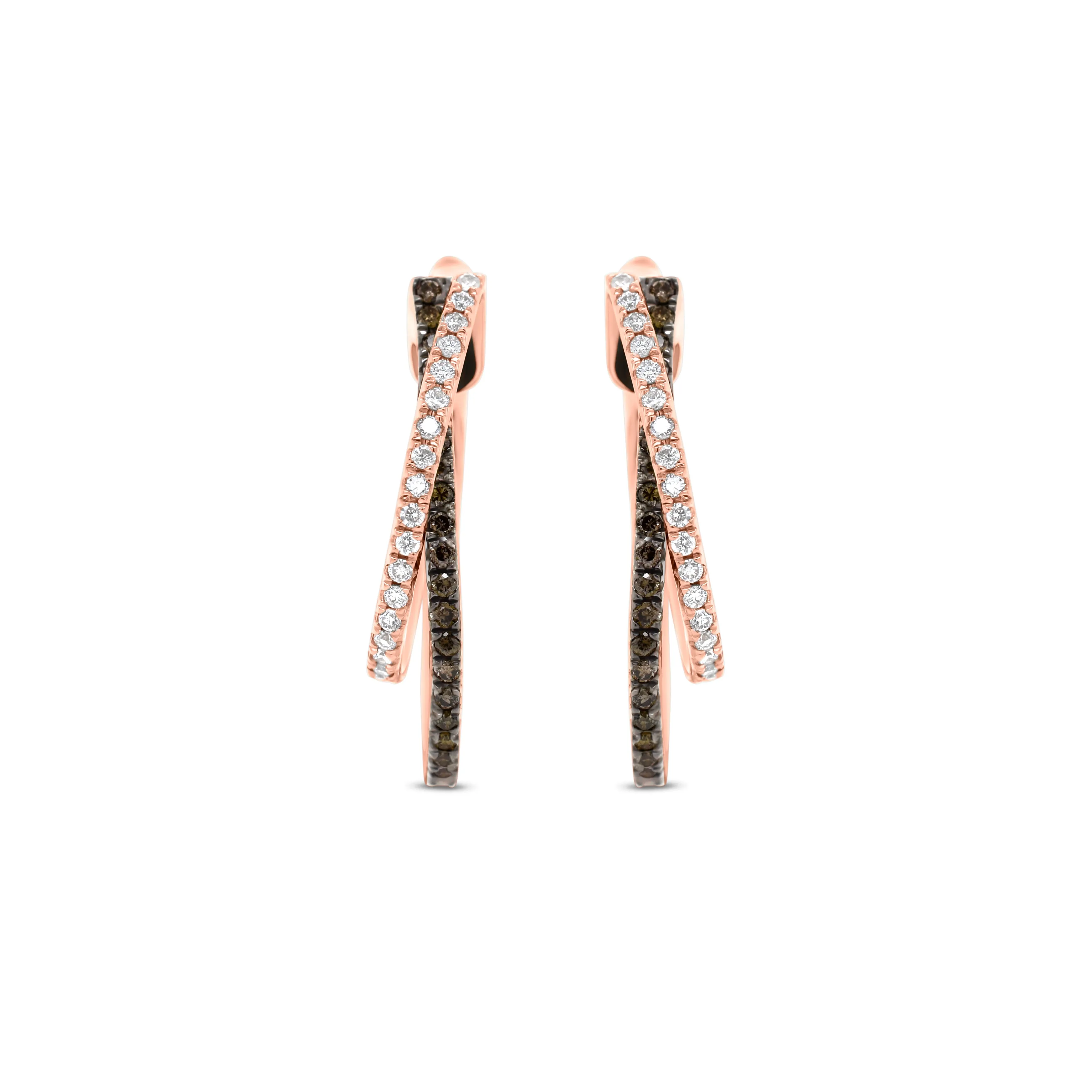 Diamond Two-Tone Crossover Hoop Earrings