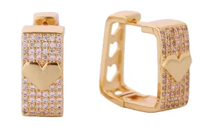 DJE310716 14K Heart in Square Huggie Earrings