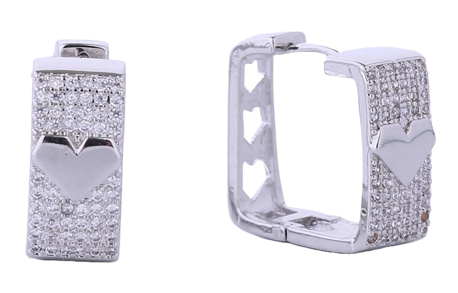 DJE310716 14K Heart in Square Huggie Earrings