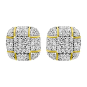 Domed Cushion Diamond Earrings .58cttw 10K Yellow Gold