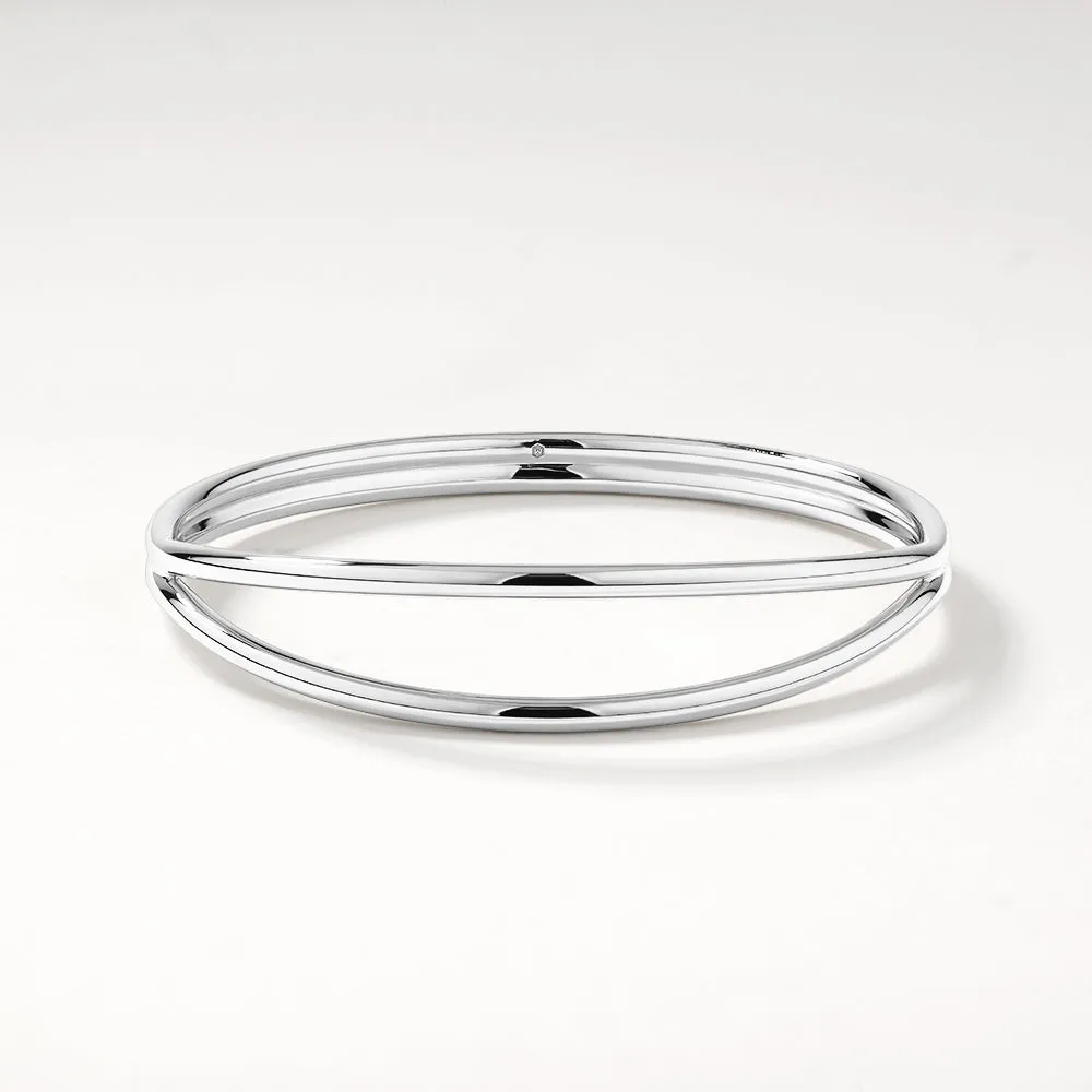 Double Band Split Bangle in Silver