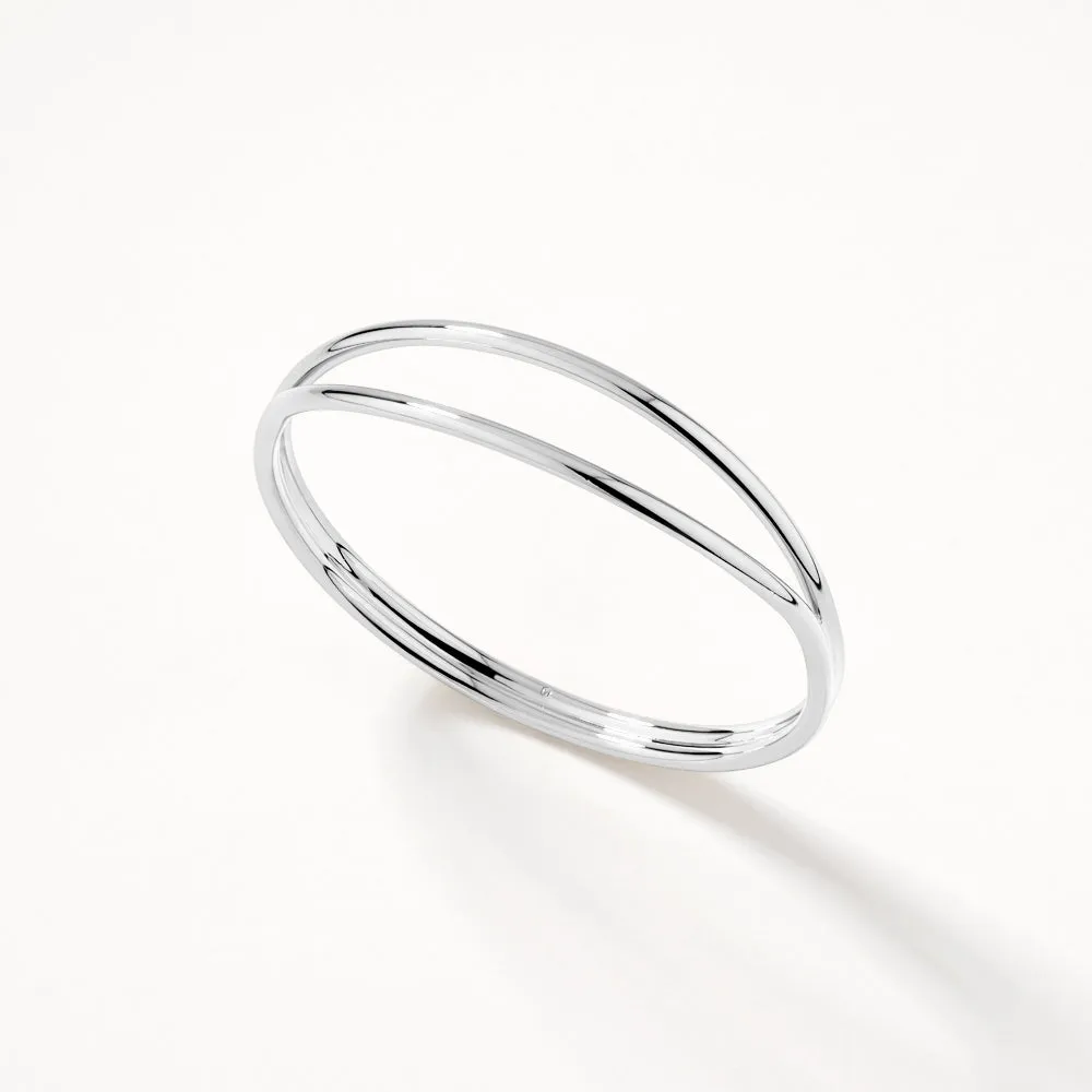 Double Band Split Bangle in Silver