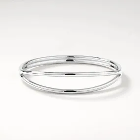 Double Band Split Bangle in Silver