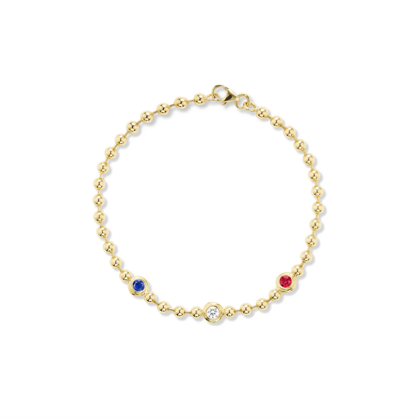 Double Bubble Bezel Blue Sapphire x Diamond x Ruby Bracelet