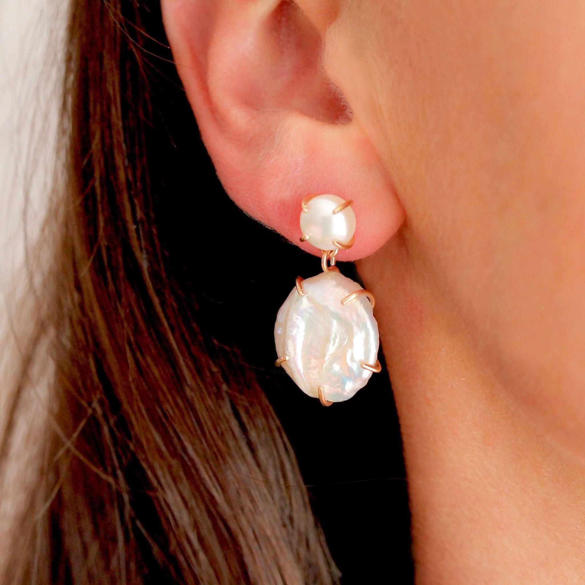 Double Drop Pearl Earrings