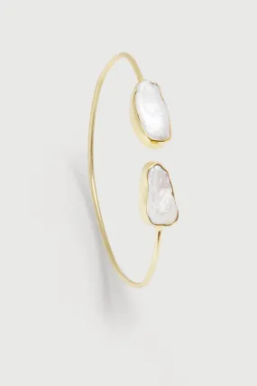 Double Freshwater Pearl Cuff Bracelet