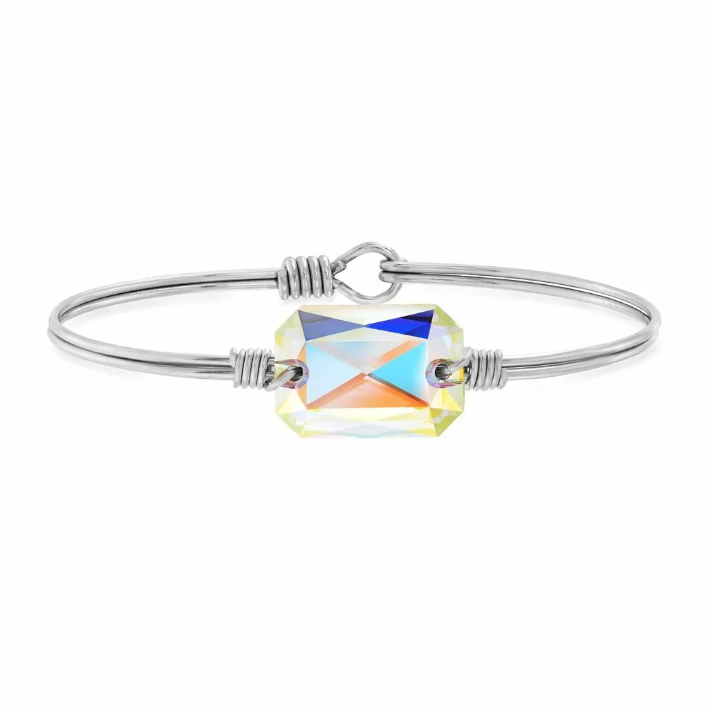 Dylan Bangle Bracelet, Aurora Borealis Silver