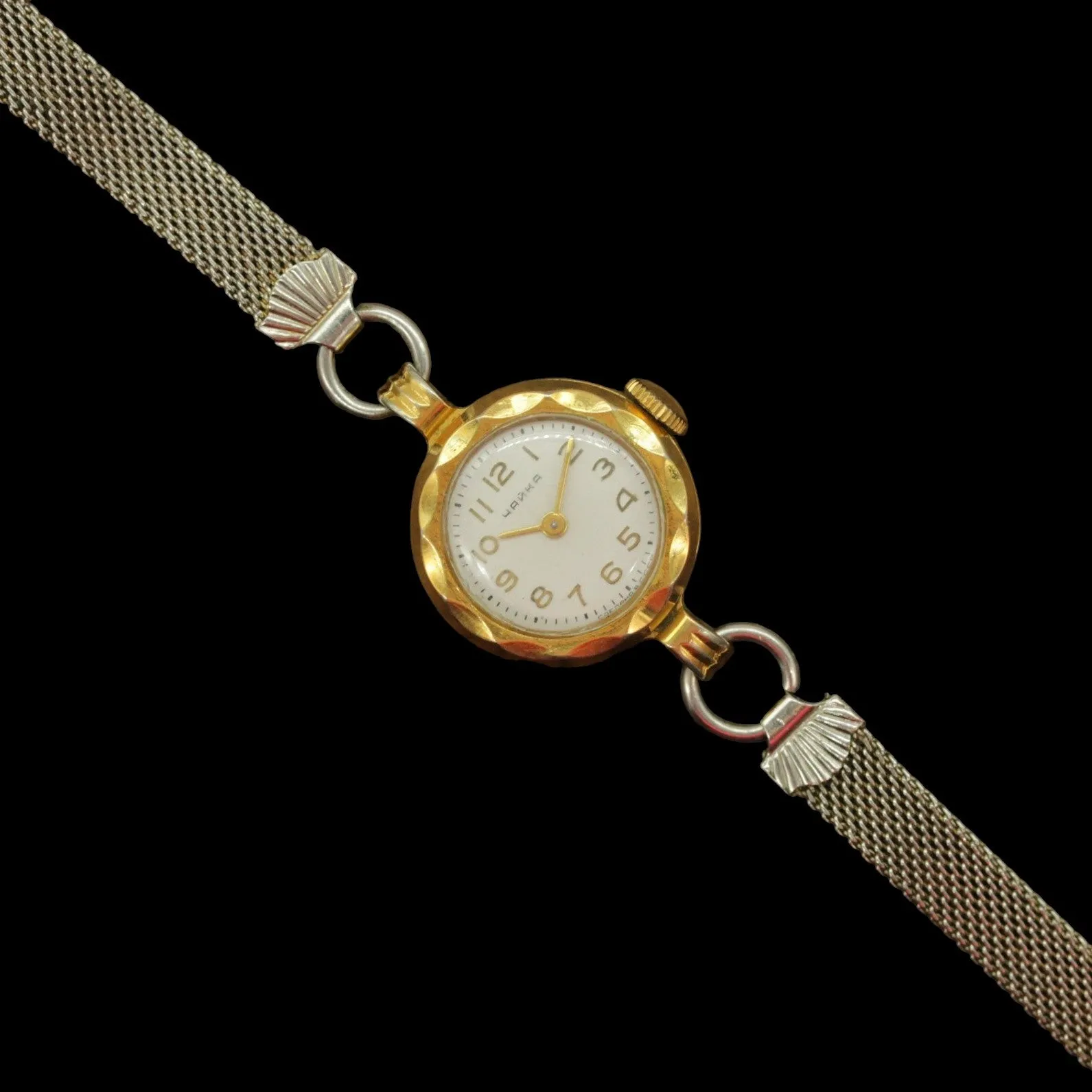 Early vintage Soviet womens mechanical mini watch Chaika cal.1600