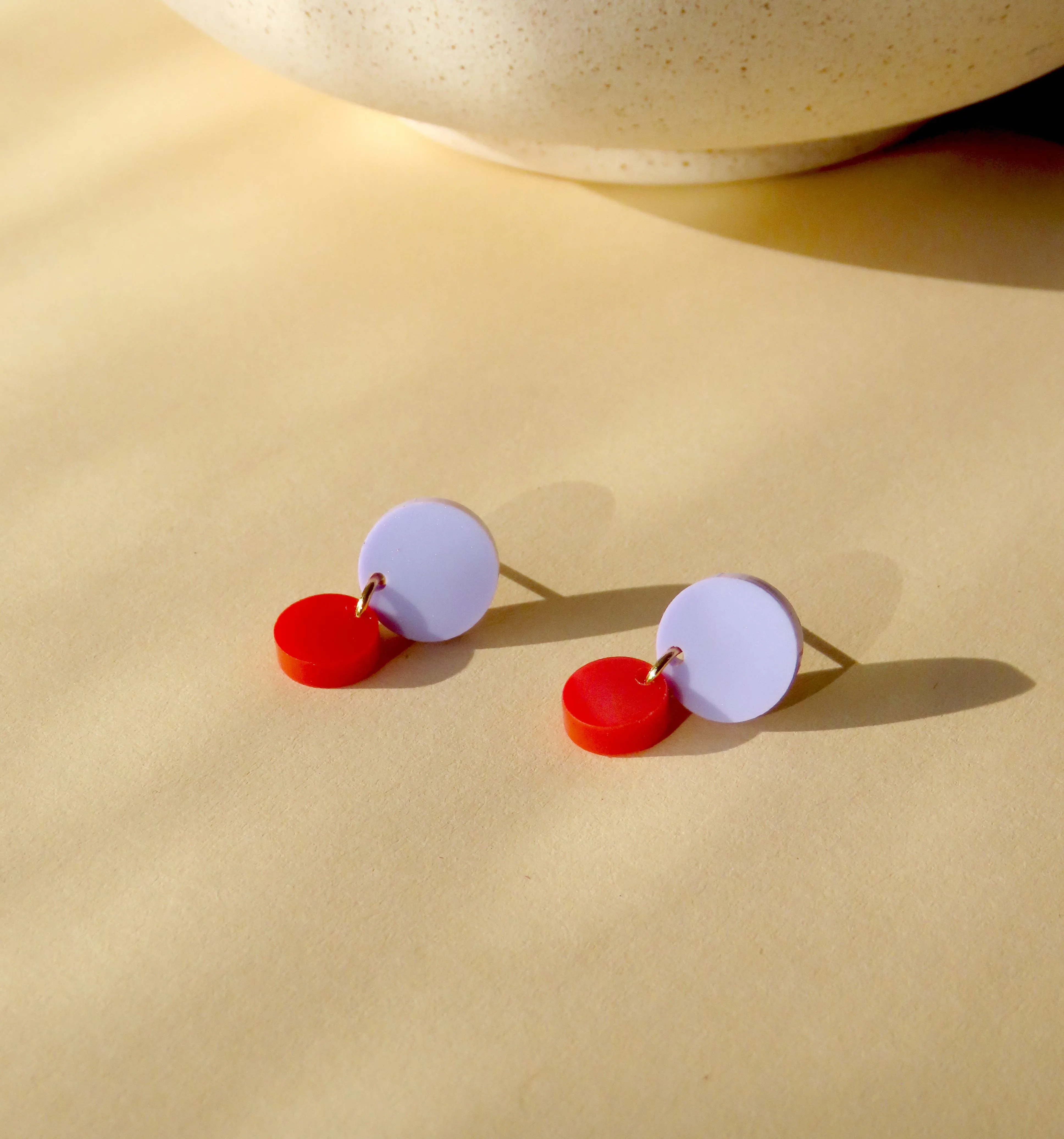 Earrings - Big Dotty Lilac Red