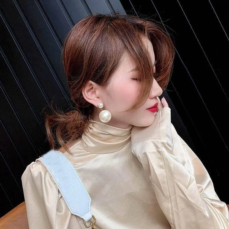 Earrings Charm Jewelry Big Pearl Korean Style #ET211