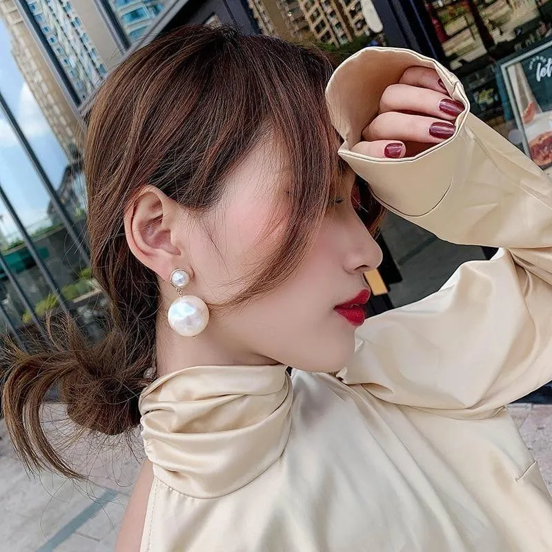 Earrings Charm Jewelry Big Pearl Korean Style #ET211