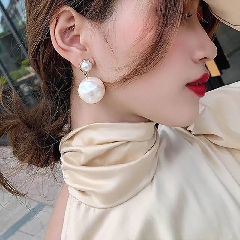 Earrings Charm Jewelry Big Pearl Korean Style #ET211