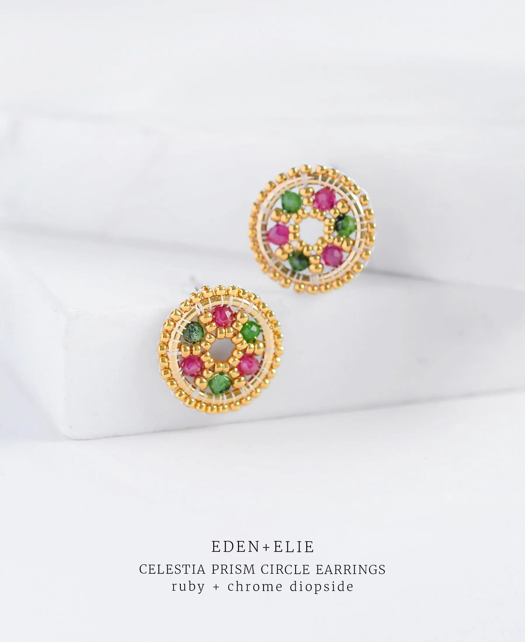 EDEN   ELIE Celestia Prism Circle Earrings - Ruby   Chrome Diopside