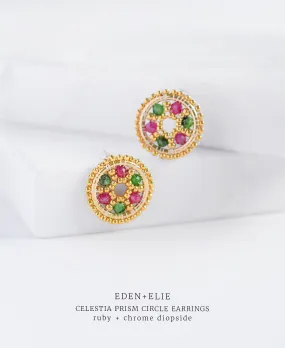 EDEN   ELIE Celestia Prism Circle Earrings - Ruby   Chrome Diopside