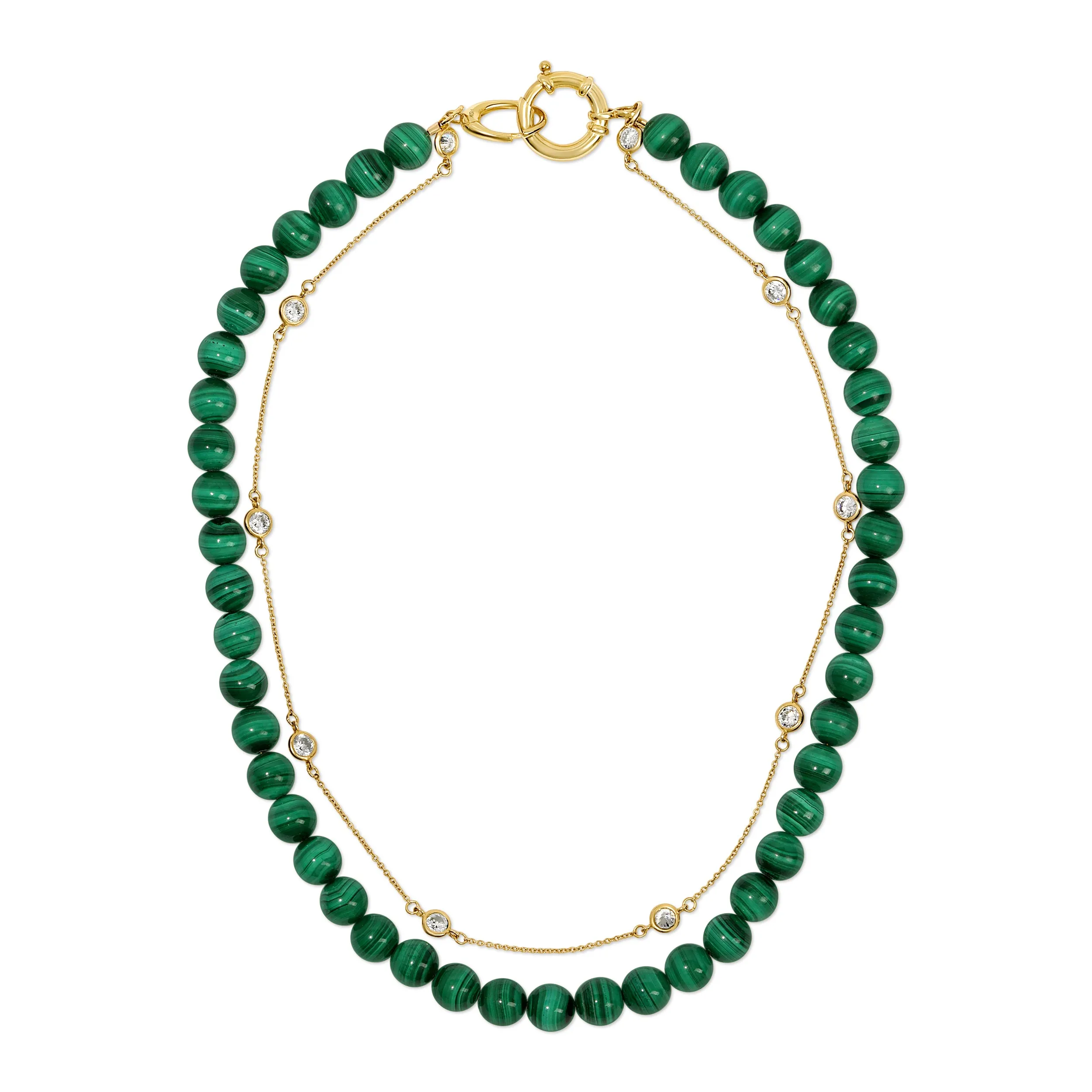 ELLA Malachite and Topaz Strand Choker