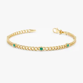 Emerald Cuban Chain Station Bracelet, Salma