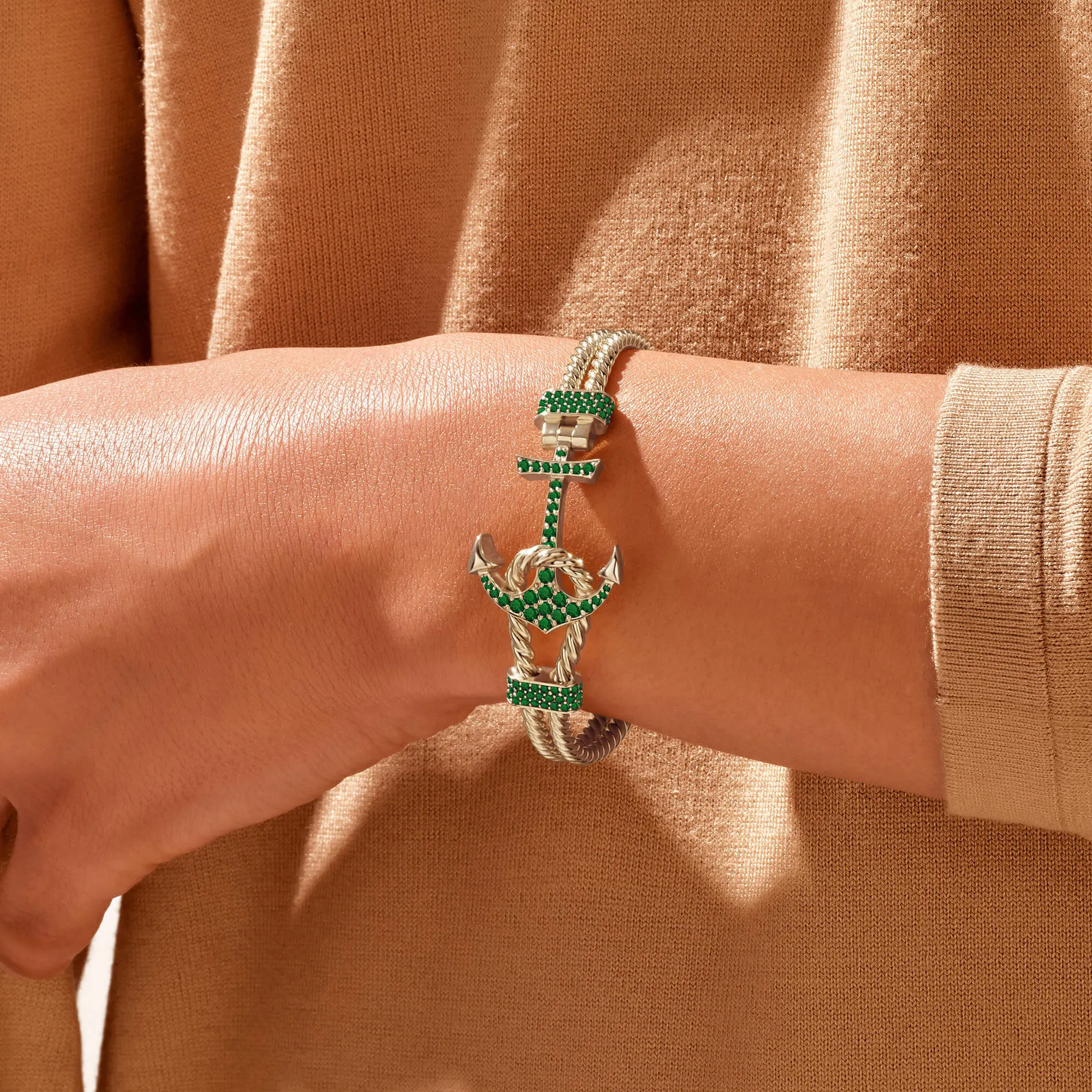 Emerald Twined Anchor Bangle