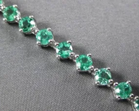 ESTATE 6.36CT AAA EMERALD 18K WHITE GOLD 3D CLASSIC SQUARE ROUND TENNIS BRACELET