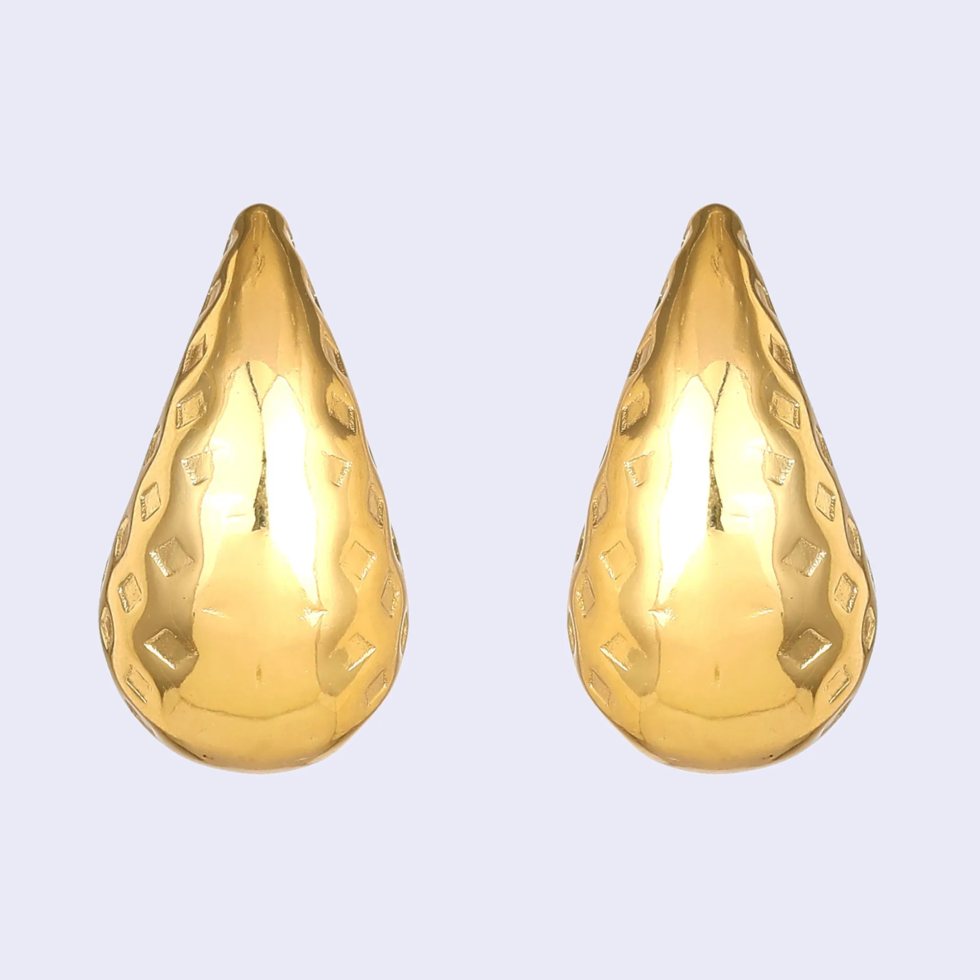 Estele Gold Plated Contemporary & Fashionable Tear Drop Demifine Chunky Stud Earrings for Women