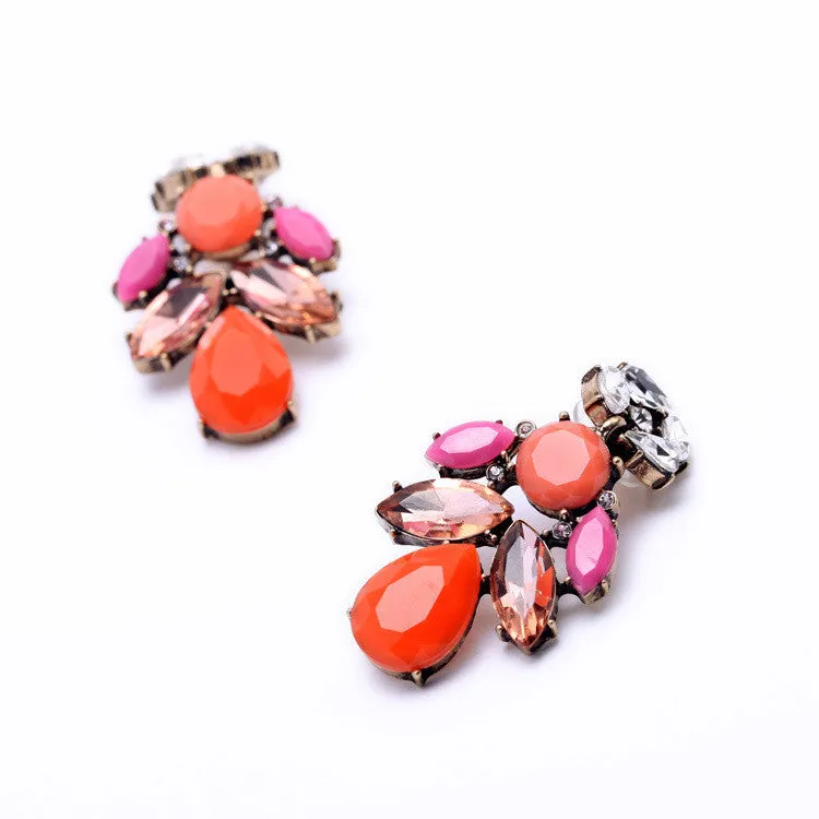 European Pop Multicolor Droplets Cluster Earrings Women Statement Jewelry