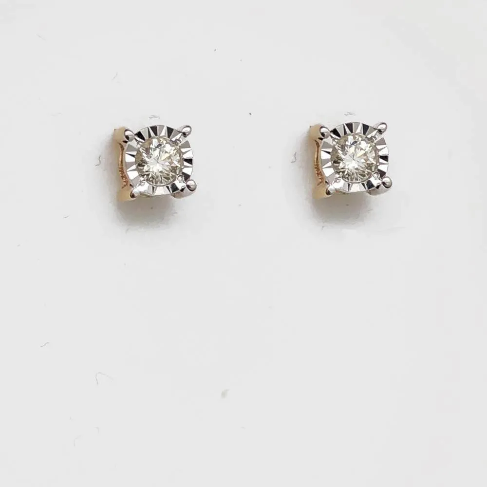 Fanook Stud Diamond Earrings .12cttw 10K Gold