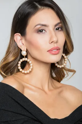 Faux Pearl Wrap Round Drop Earrings