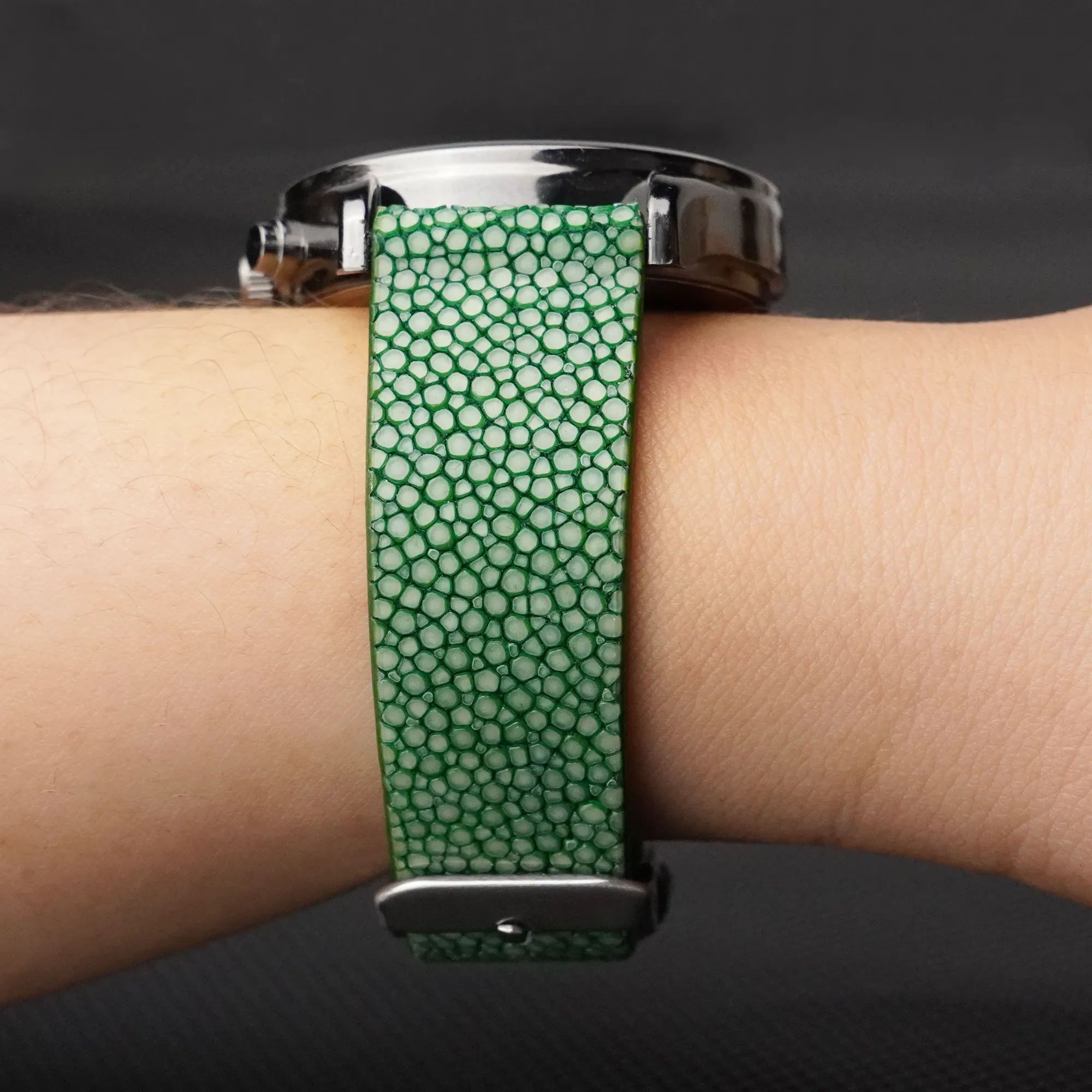 Flat Green Stingray Leather Watch Band