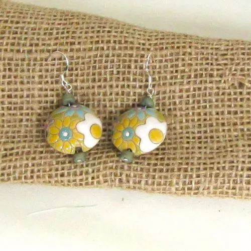 Floral Artisan Bead Drop Earrings